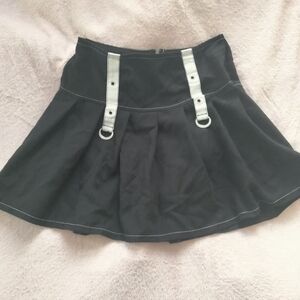 Royal Bones Black Skater Skirt with White Straps